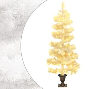 vidaXL Umetna osvetljena novoletna jelka z loncem bela 120 cm PVC