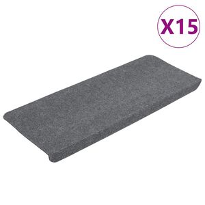 vidaXL Samolepilne preproge za stopnice 15 kosov 65x24,5x3,5 cm sive