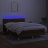 vidaXL Box spring postelja z vzmetnico LED temno rjava 140x200cm blago