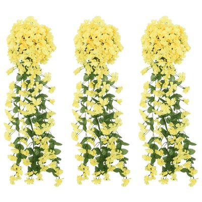vidaXL Girlanda iz umetnega cvetja 3 kosi rumena 85 cm