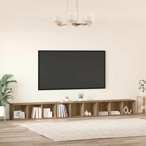 vidaXL Komplet TV omaric 3 pcs Umetni hrast 37 x 35 x 107 cm