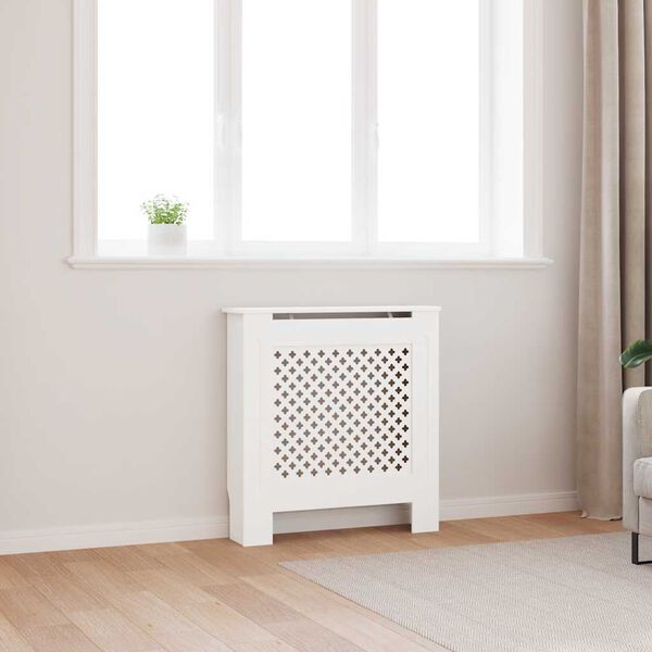 vidaXL Pokrov za radiator MDF bel 78 cm