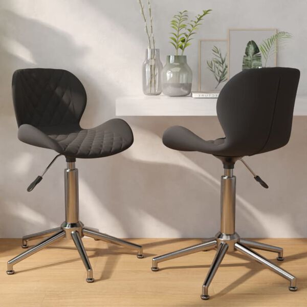 vidaXL Vrtljiv jedilni stol 2 kosa temno siv žamet