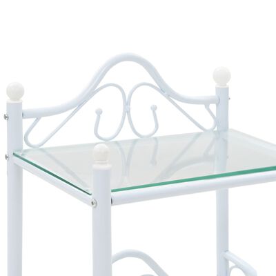 vidaXL Nočna mizica 2 kosa jeklo in kaljeno steklo 45x30,5x60 cm bela