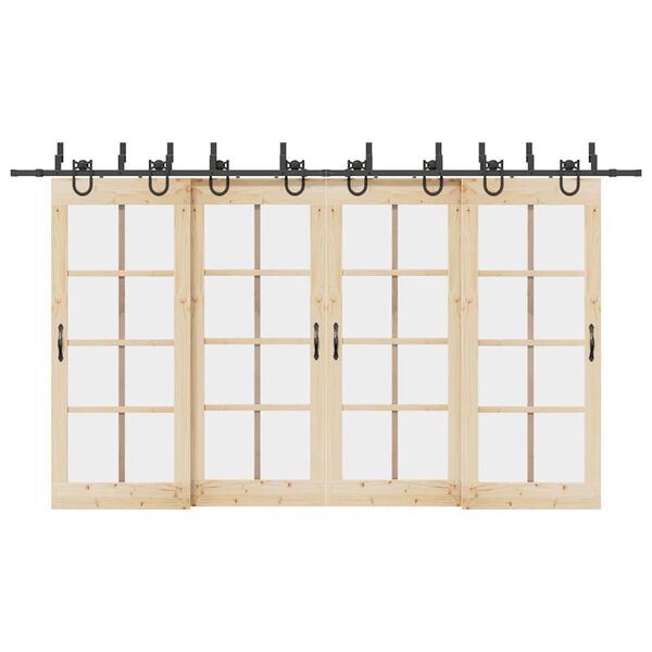 vidaXL Komplet opreme za drsna vrata 400 cm jeklo črne barve