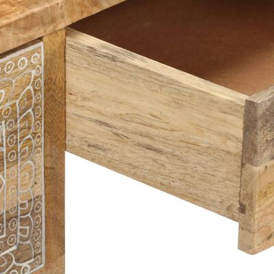 vidaXL Pisalna miza iz mangovega lesa in pravega usnja 117x50x76 cm