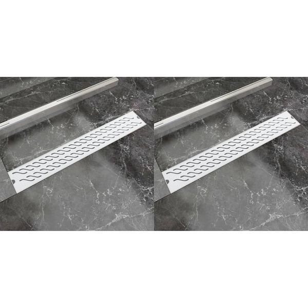 vidaXL Kanaleta za tuš 2 kosa valovi 730x140 mm nerjaveče jeklo
