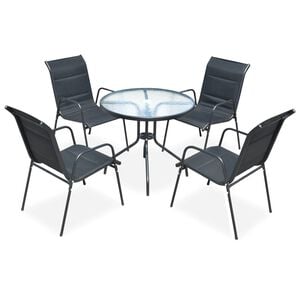 vidaXL Zunanja jedilna garnitura 5-delna jeklo črna
