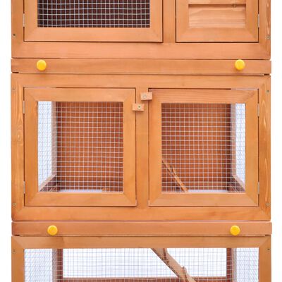 vidaXL Zunanji zajčnik / hišica za male živali s 3 nadstropji iz lesa