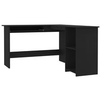 vidaXL Kotna miza L-oblike črna 120x140x75 cm iverna plošča
