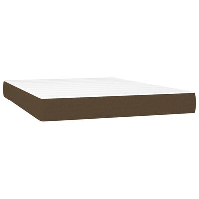 vidaXL Box spring postelja z vzmetnico temno rjava 140x200 cm blago