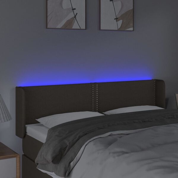 vidaXL LED posteljno vzglavje taupe 147x16x78/88 cm blago