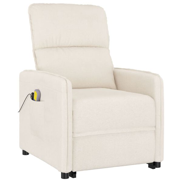 vidaXL Masažni stol s funkcijo vstajanja bež tkanina iz mikrovlaken