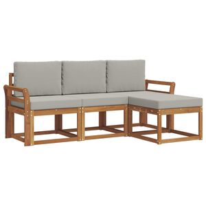 vidaXL Zunanja garnitura za sedenje 4 pcs Naravna in svetlo siva