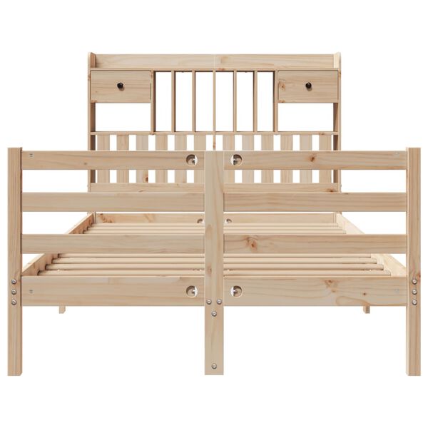 vidaXL Posteljni okvir brez vzmetnice 135x190 cm trdna borovina