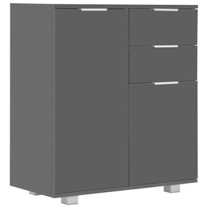 vidaXL Komoda visok sijaj siva 71x35x80 cm iverna plo&scaron;ča