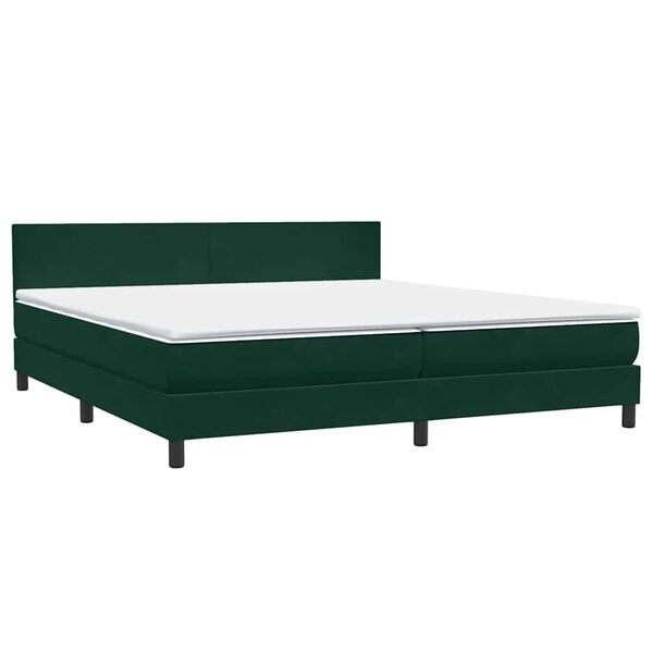 vidaXL Box spring postelja z vzmetnico temno zelena 180x220 cm žamet