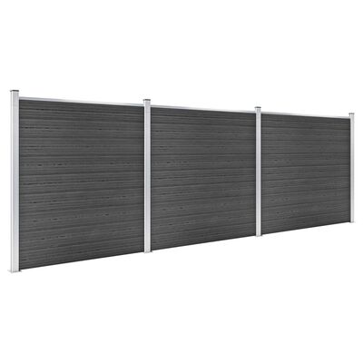 vidaXL Komplet ograjnih panelov WPC 526x186 cm črn