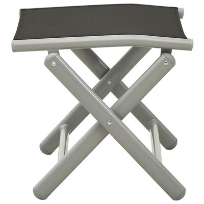 vidaXL Zložljiv stolček za noge črn in srebrn tekstil in aluminij