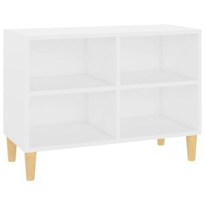 vidaXL TV omarica s trdnimi lesenimi nogami bela 69,5x30x50 cm
