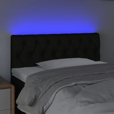 vidaXL LED posteljno vzglavje črno 90x7x78/88 cm blago