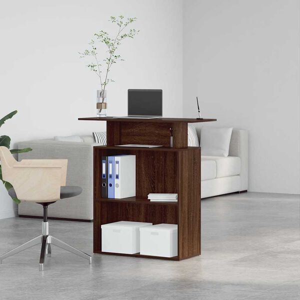 vidaXL Sprejemna miza rjavi hrast 100x40x104 cm inženirski les