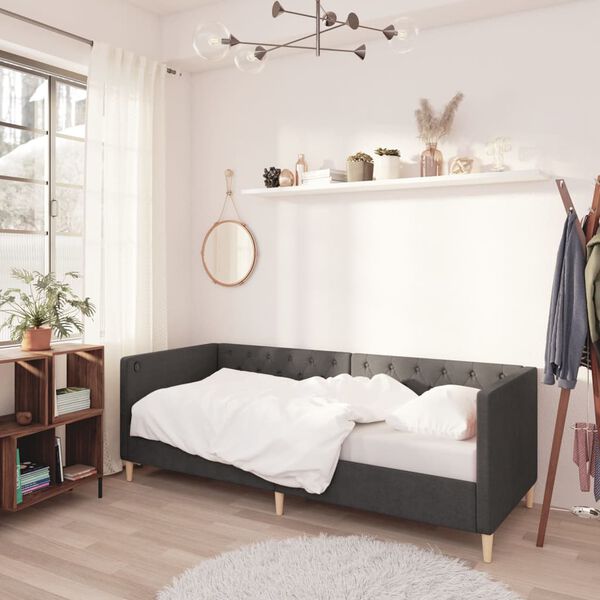 vidaXL Dnevna postelja USB temno sivo blago 90x200 cm