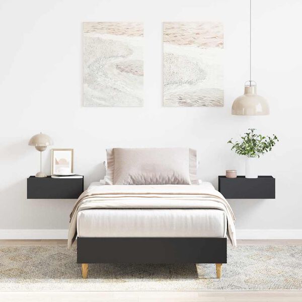 vidaXL posteljni okvir brez ležišča črn 100x200 cm inženirski les