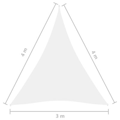 vidaXL Senčno jadro oksford blago trikotno 3x4x4 m belo