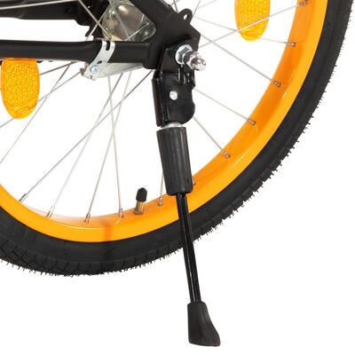 vidaXL Otroško kolo s prednjim prtljažnikom 18" črno in oranžno