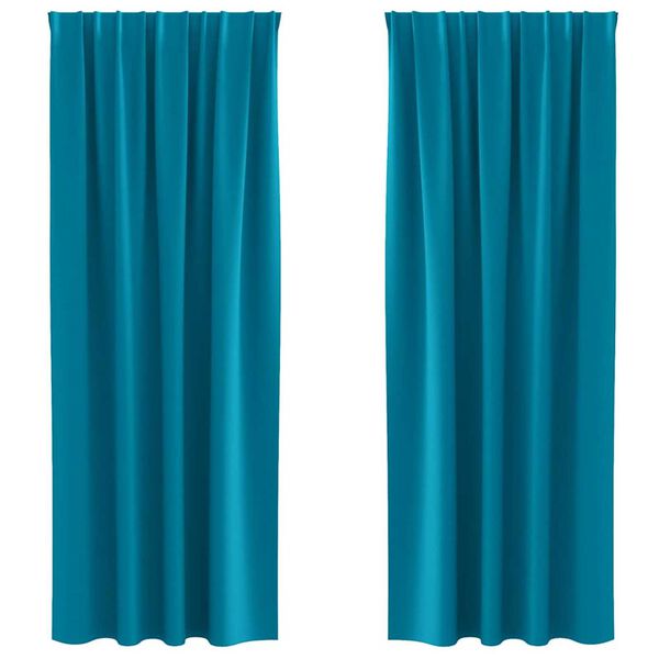 vidaXL Zavese za zatemnitev z obroči 2 pcs Turkizna 245 x 140 cm