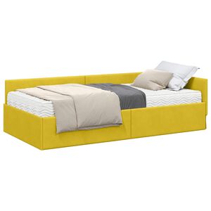 vidaXL Kotni okvir postelje z matrico 2 kos Rumena 80 x 200 cm Žamet