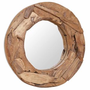 vidaXL Okrasno ogledalo tikovina 60 cm okrogle oblike
