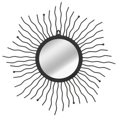 vidaXL Vrtno stensko ogledalo sonce 60 cm črne barve