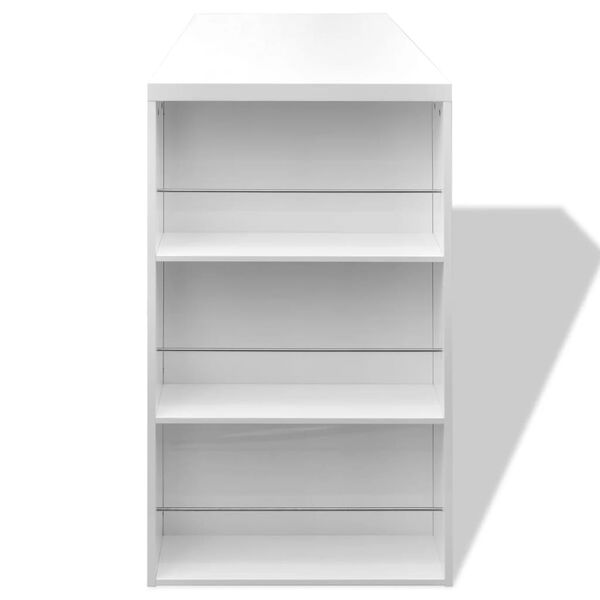 vidaXL Barska miza MDF s stojalom za vino visok sijaj bela