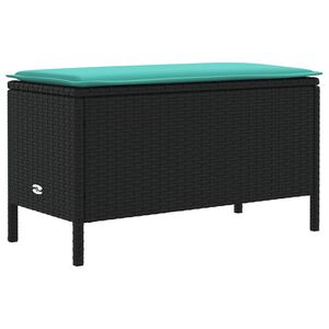 vidaXL Vrtnarski puf Črna in turkizna 80 x 38 x 42 cm PE ratan