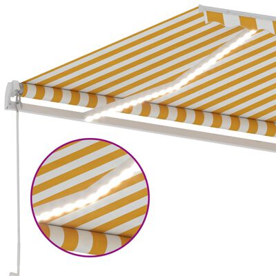 vidaXL Ročno zložljiva tenda z LED lučkami 500x350 cm rumena in bela