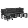 vidaXL Zunanja garnitura za sedenje z blazino 6 pcs Črna Poliester