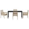 vidaXL Komplet za jedilnico v vrtu z blazino 5 pcs Bež poli ratan