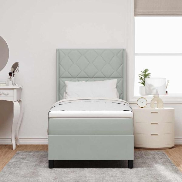 vidaXL Postelja z vzmetnico z vzmetnico Svetlo siva 90 x 190 cm Žamet