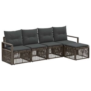 vidaXL Vrtna sedežna garnitura 4 pcs Siva poli ratan