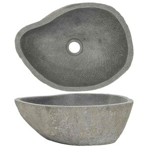 vidaXL Umivalnik iz rečnega kamna ovalen (37-46)x(29-36) cm