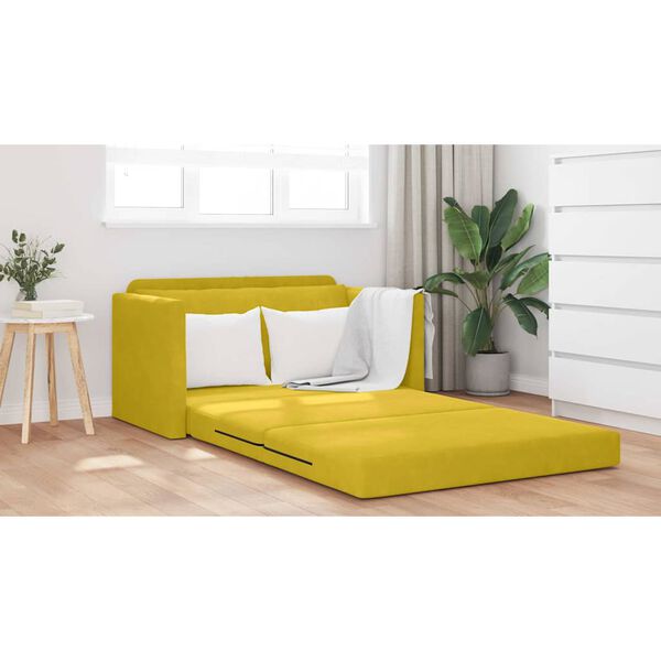 vidaXL Sofa postelja 110cm Sončna rumena Žamet