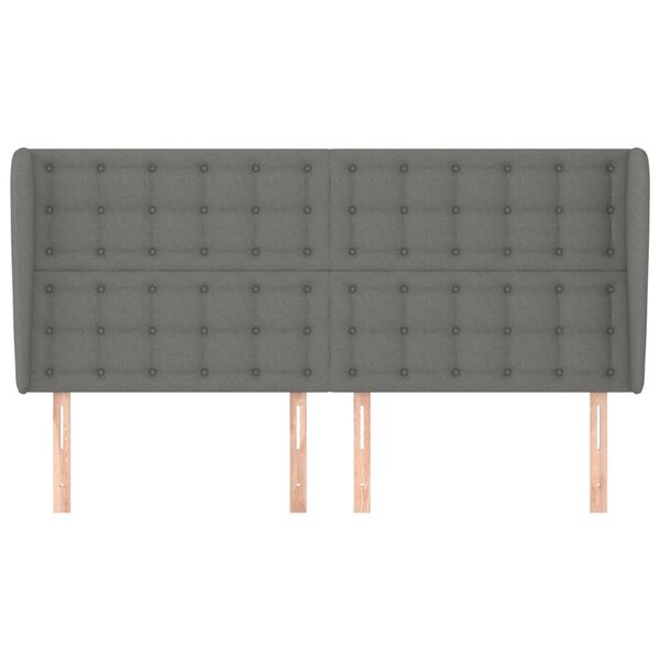 vidaXL Vzglavje z ušesi temno sivo 203x23x118/128 cm blago