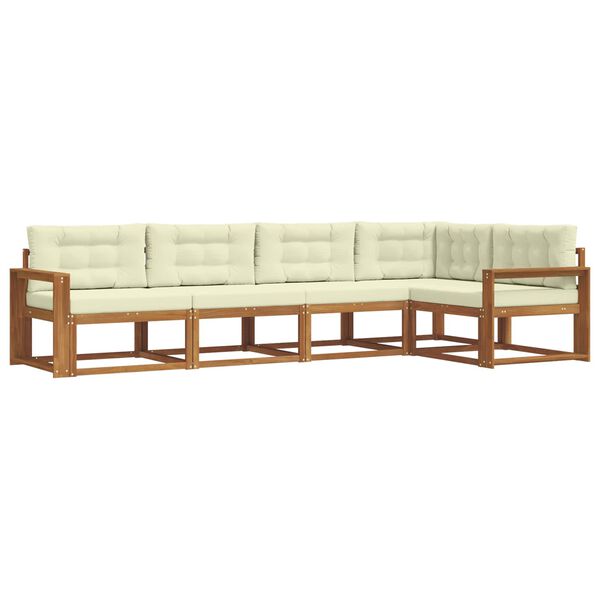 vidaXL Zunanja garnitura za sedenje z blazino 5 pcs Naravna in smetana