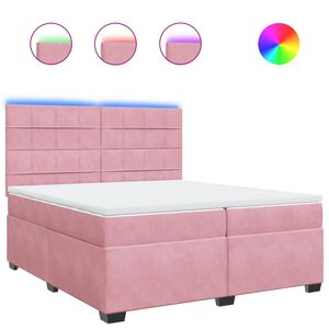 vidaXL Box spring postelja z vzmetnico roza 200x200 cm žamet