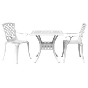 vidaXL Bistro garnitura 3-delna bela liti aluminij