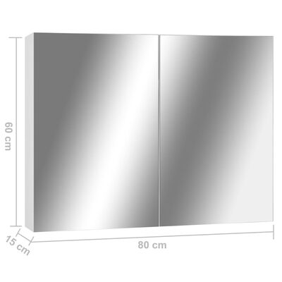 vidaXL Kopalniška omarica z ogledalom bela 80x15x60 cm MDF