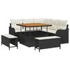 vidaXL Vrtna sedežna garnitura 8 kos Črna poli ratan