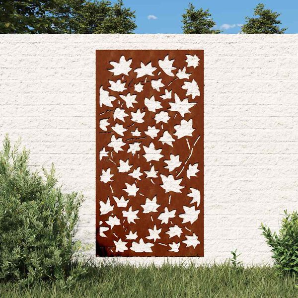 vidaXL Vrtna stenska dekoracija 105x55 cm corten jeklo javorjevi listi